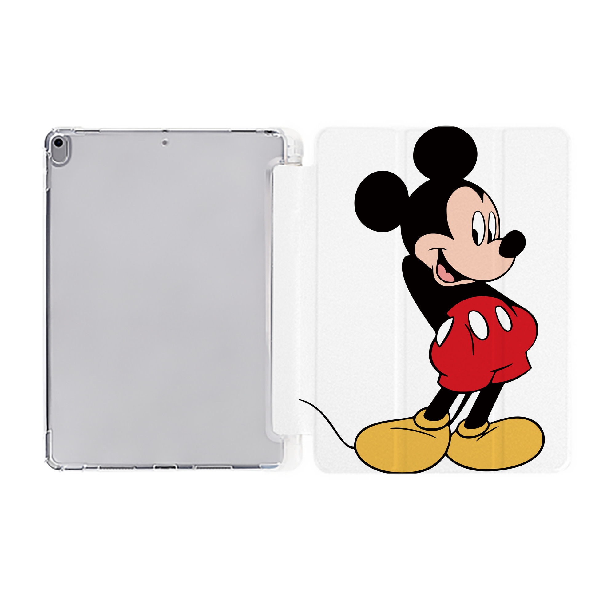 ミッキーマウス Mickey Mouse IPad ケース ペン収納付き 三つ折りスタンド PUレザー×シリコン 対応機種9.5/10.5/10.9インチ